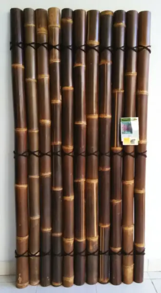 Artikelbild 5 des Artikels “Bambuselement Modell Surabaya, starr, braun-schwarz (Wulung), mit Deko-Seil. Durchmesser 3-5cm 90 x 180 cm Höhe. “